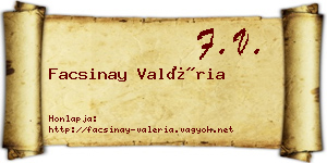 Facsinay Valéria névjegykártya
