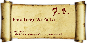 Facsinay Valéria névjegykártya
